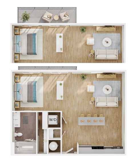 Floor plan for studio, 1 bath, 540 sqft